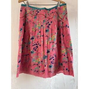 Lux Urban Outfitters Pink Boho Artsy Floral Distressed Bottom Y2K 2000s Skirt